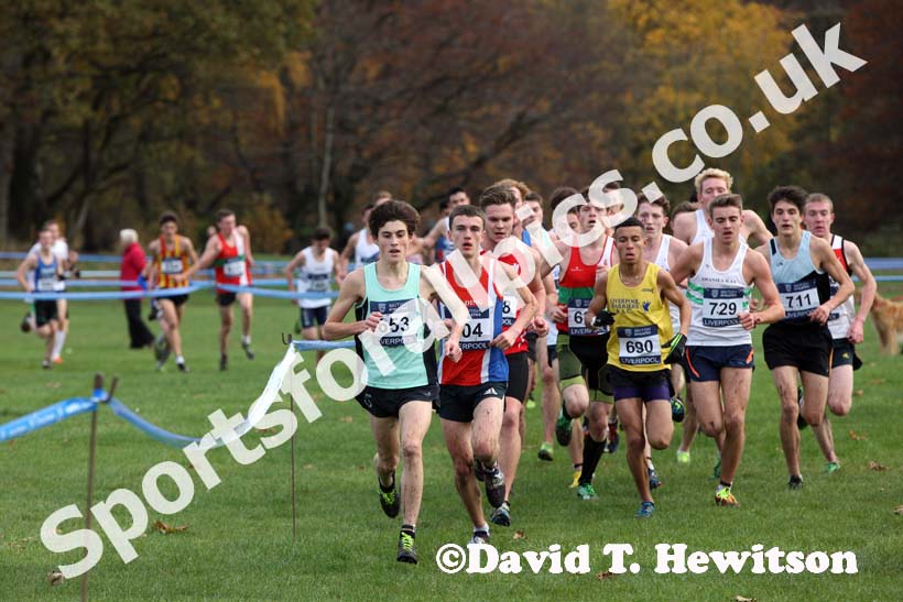 Alex Short leads the junior mens Liverpool Cross Challenge. David T. Hewitson/Sports for All Pics